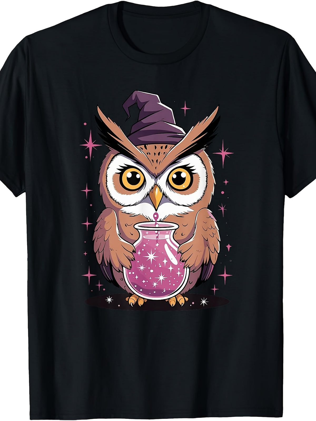 Cute Witch Owl with Magic Potion Cauldron T-Shirt