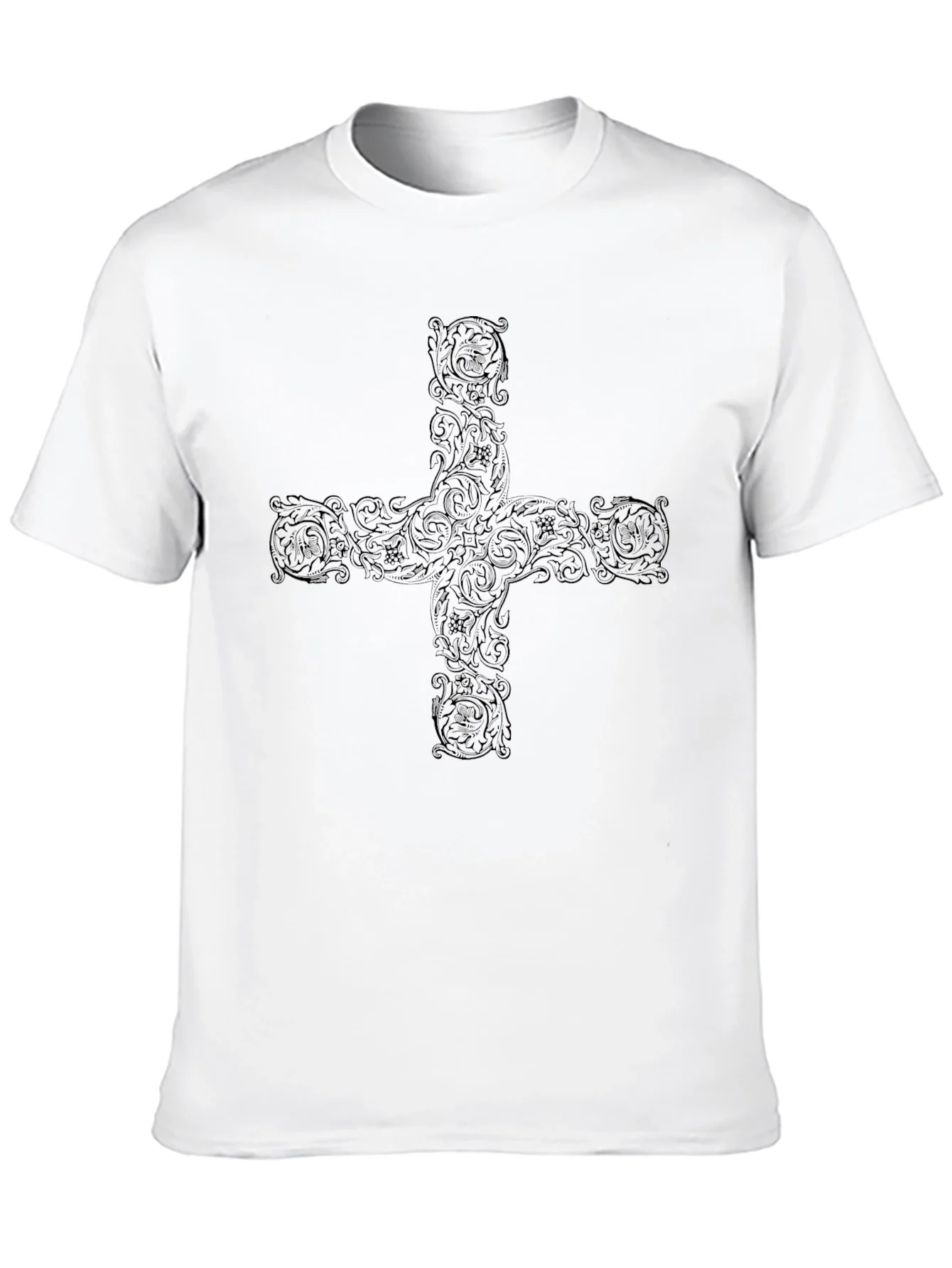 Ornate Cross Graphic Black T-Shirt