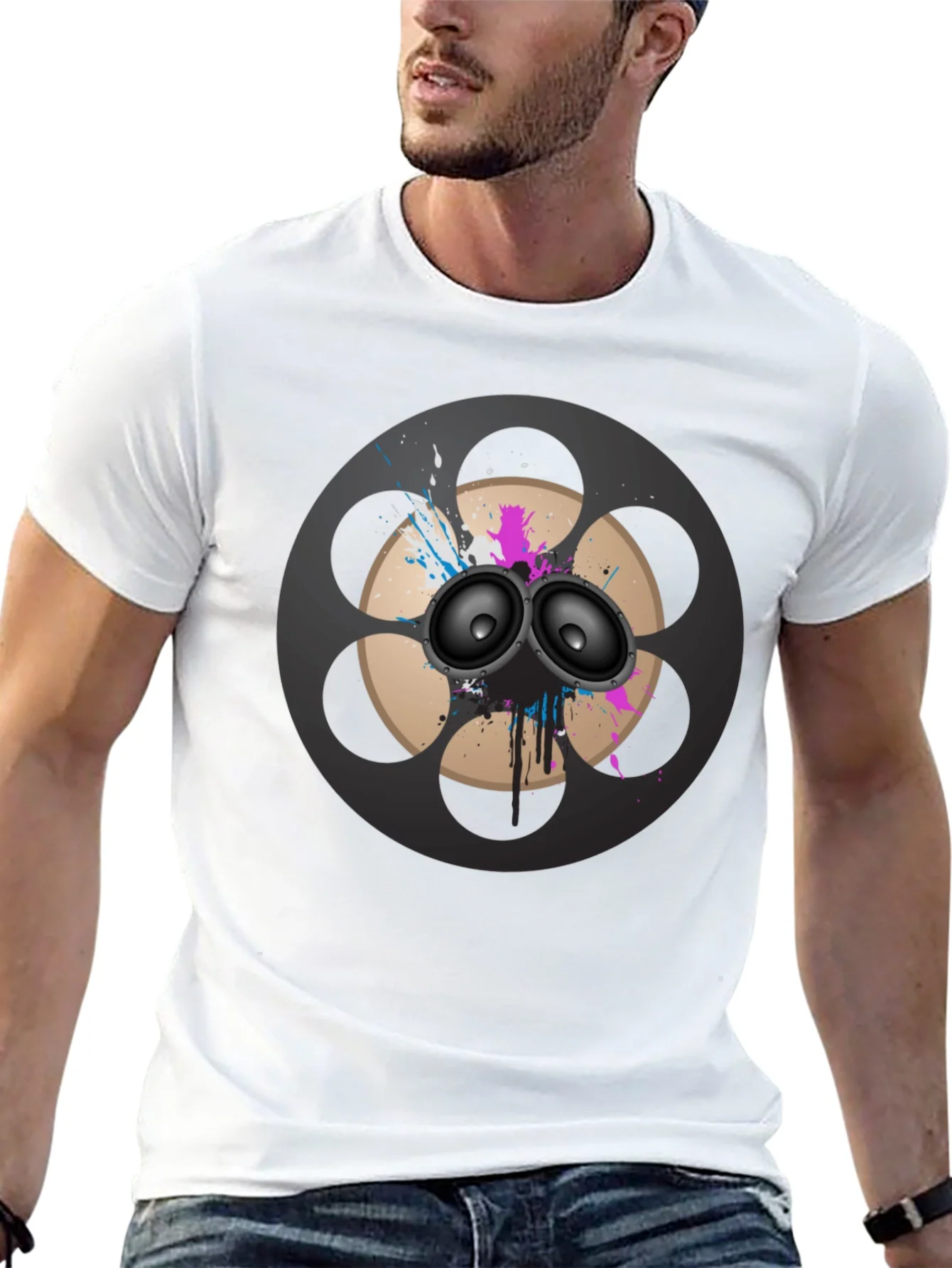 Retro Film Reel Speaker Graphic T-Shirt