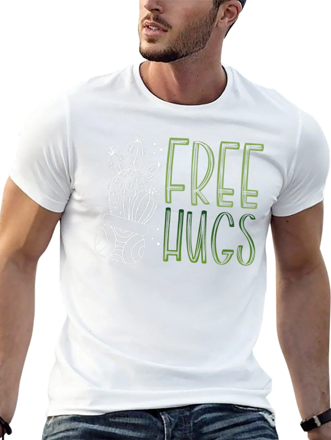 Free Hugs Cactus Graphic Tee - Soft Cotton Blend