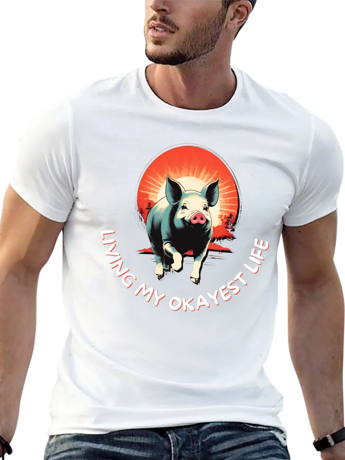 Living My Okayest Life Pig Graphic Tee