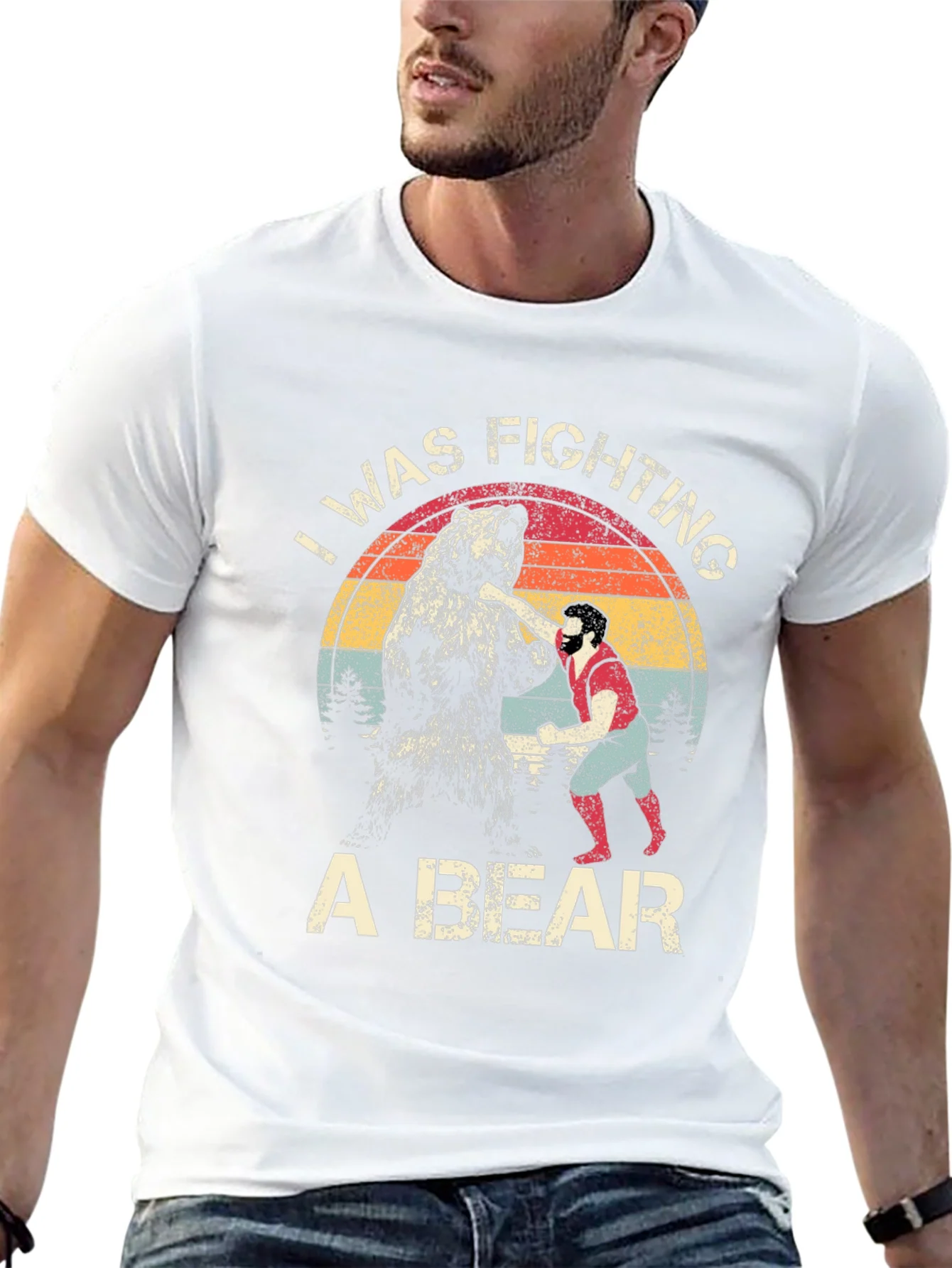 I Was Fighting A Bear T-Shirt Funny Graphic Tee