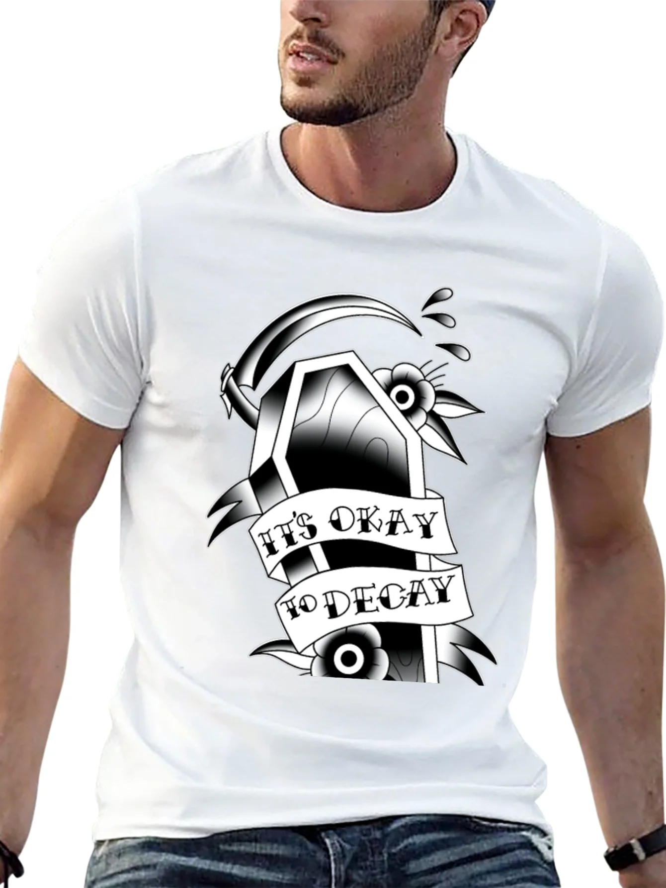 Gothic Coffin Graphic Tee: Its Okay to Decay