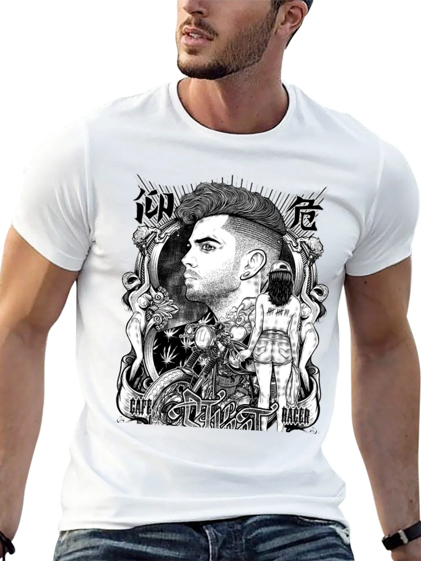 Cafe Racer Graphic T-Shirt - Black Cotton Tee