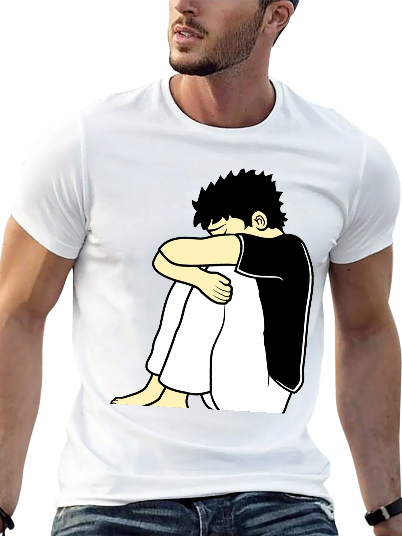 Black T-Shirt with Cartoon Graphic