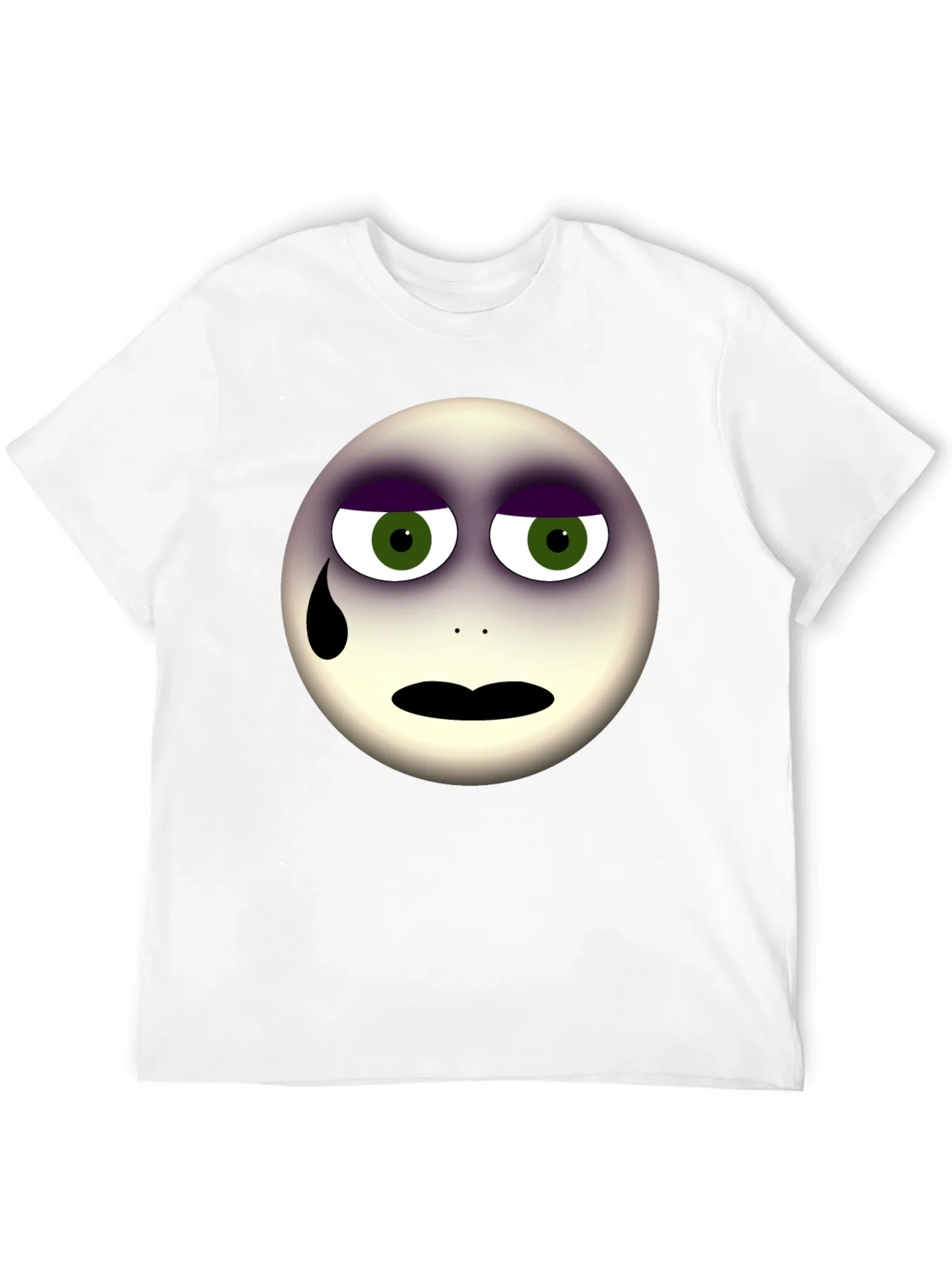 Sad Emoji Graphic Print Black T-Shirt