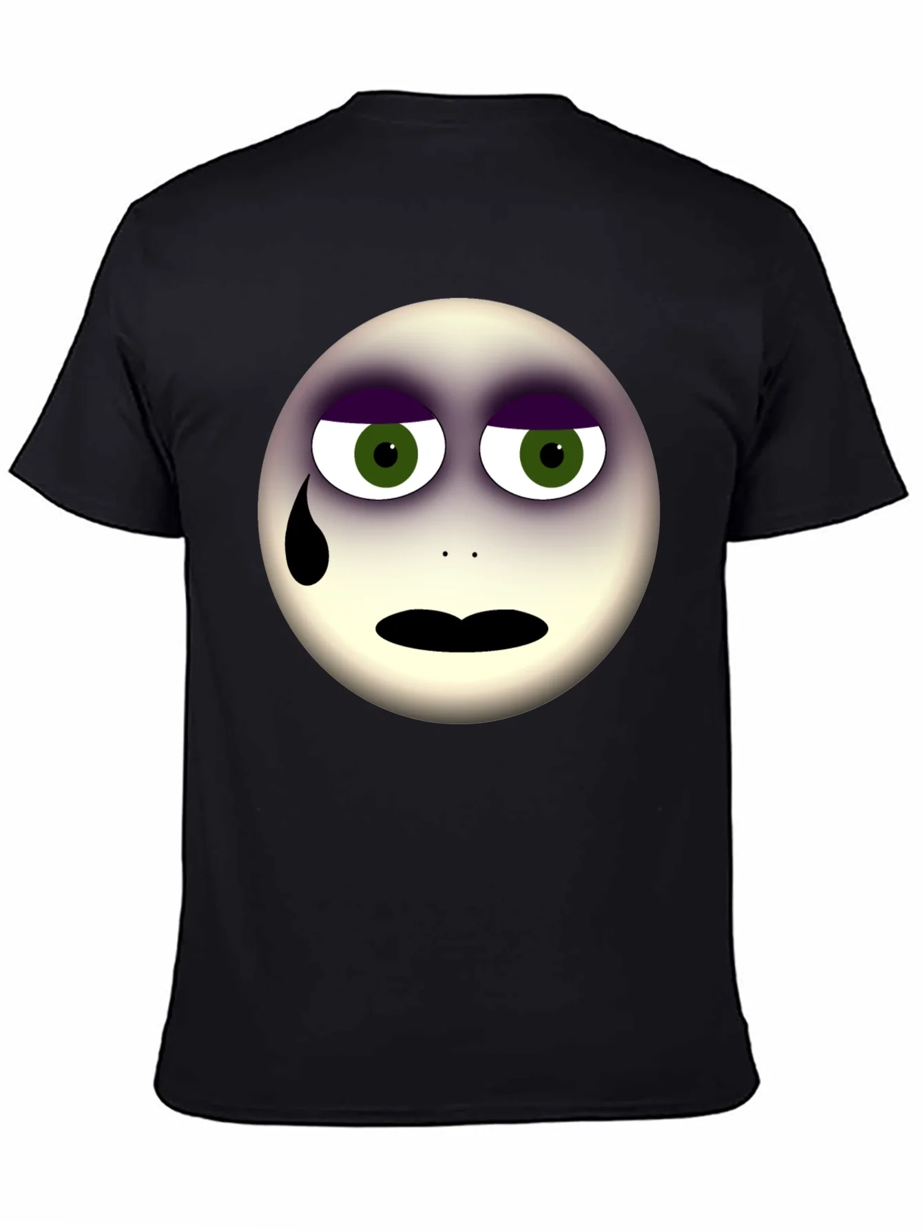 Sad Emoji Graphic Print Black T-Shirt