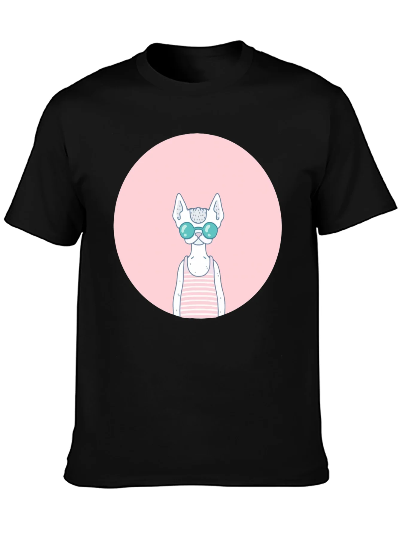 Cool Cat Graphic Tee - Black Cotton Blend