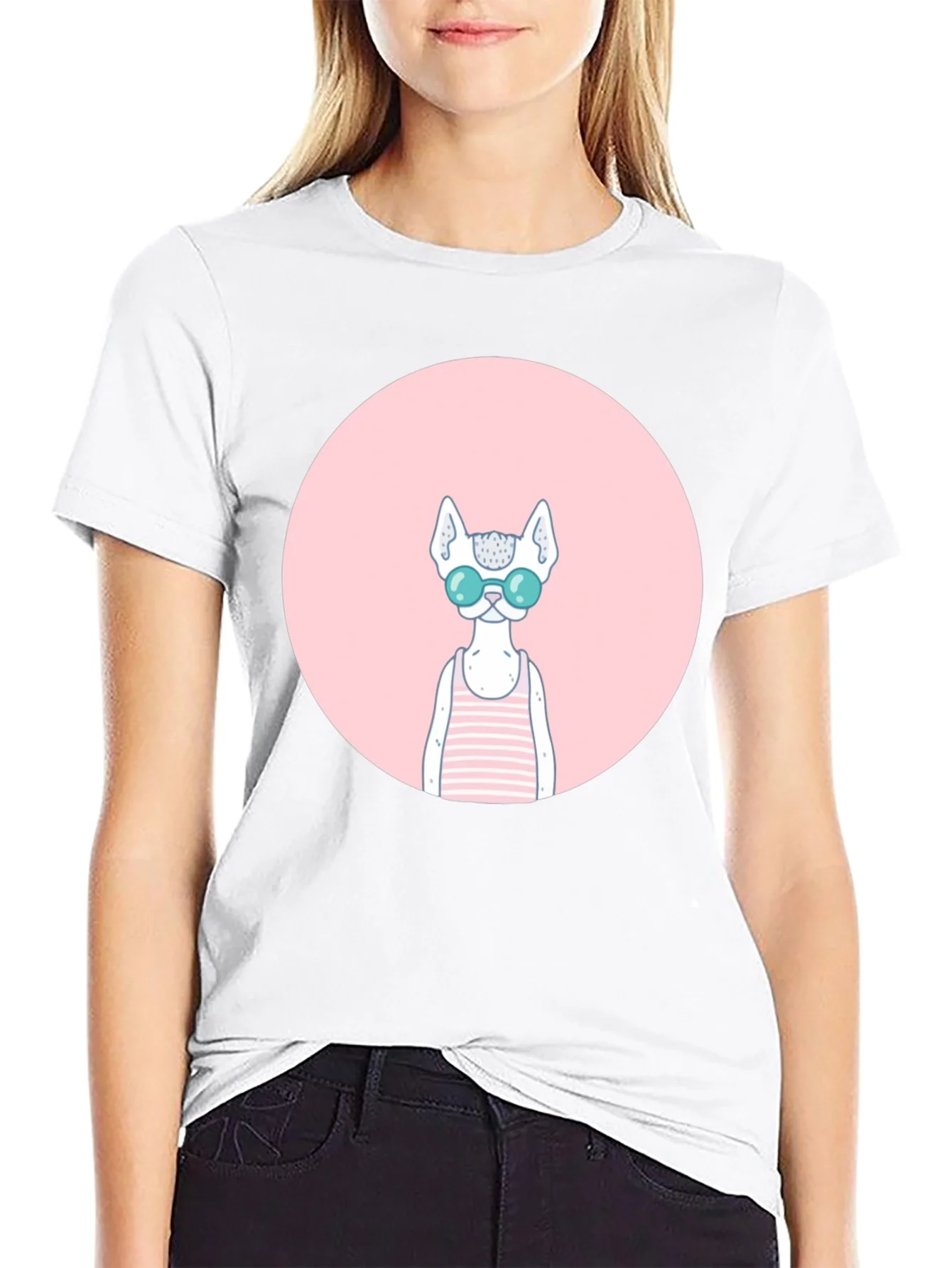 Cool Cat Graphic Tee - Black Cotton Blend