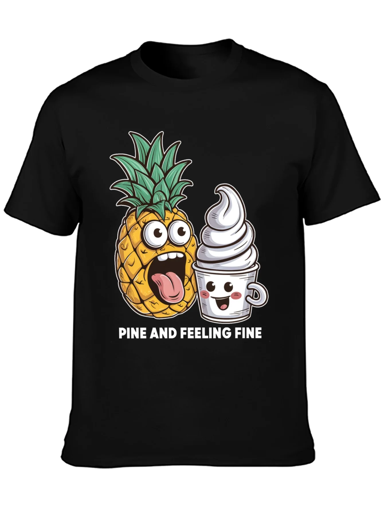 Pine and Feeling Fine Black Graphic T-Shirt