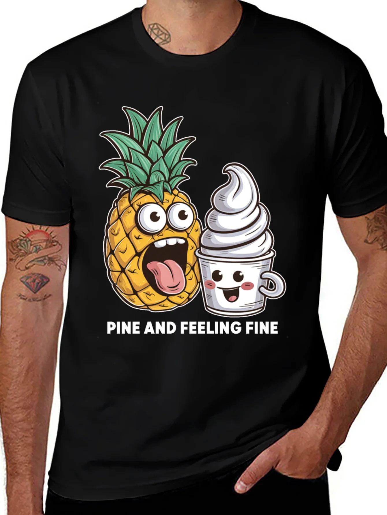 Pine and Feeling Fine Black Graphic T-Shirt
