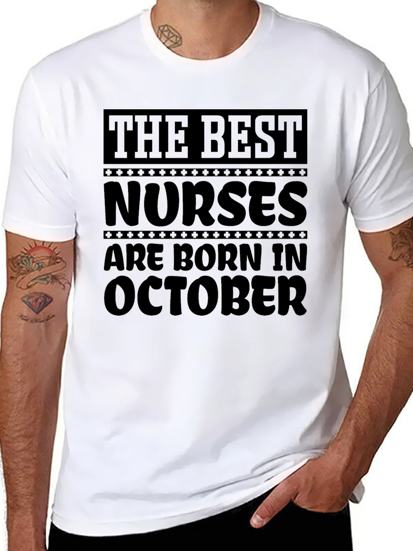Best Nurses Are Born in October Black T-Shirt