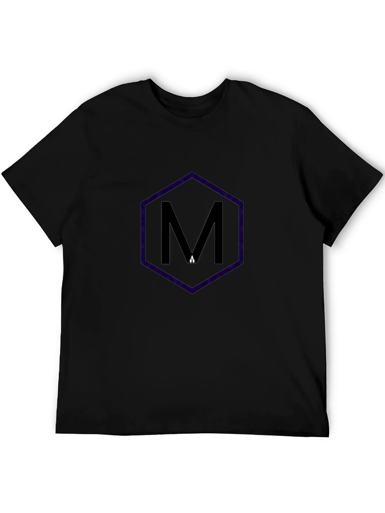 Mens Black T-Shirt with Hexagon M Design
