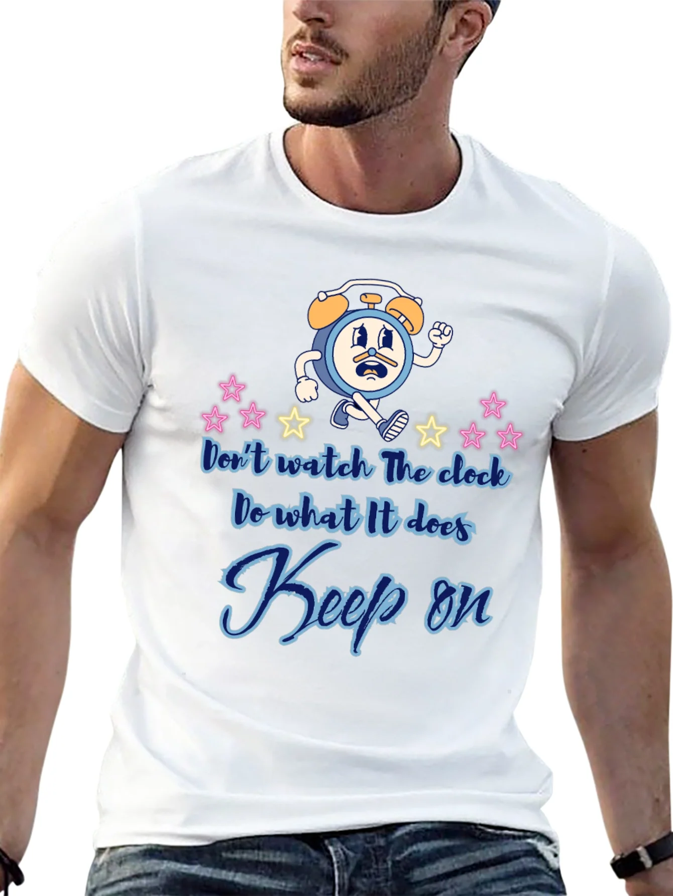 Keep On T-Shirt - Fun Cartoon Clock Graphic Tee