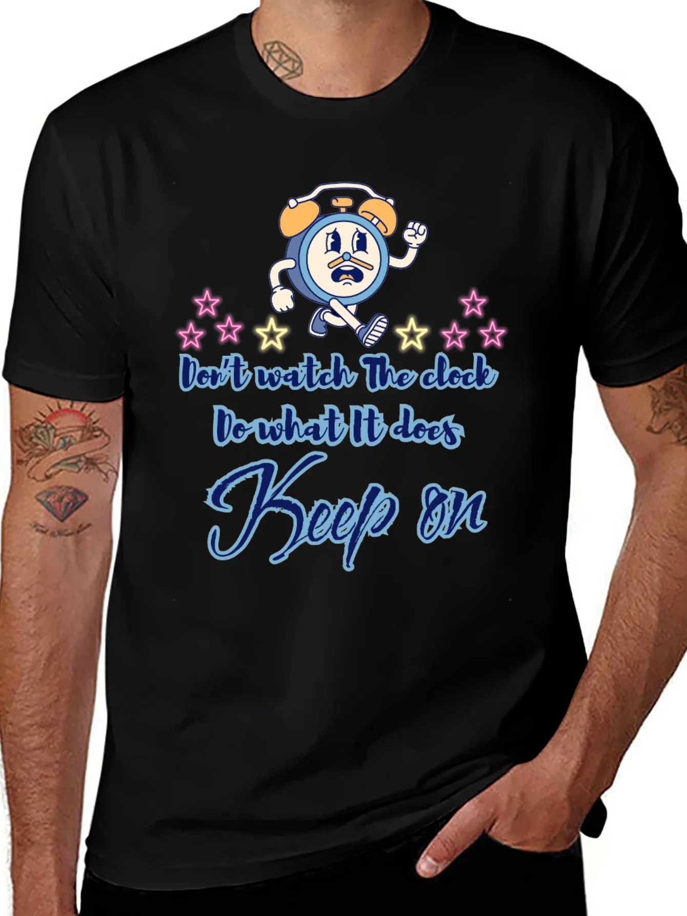 Keep On T-Shirt - Fun Cartoon Clock Graphic Tee