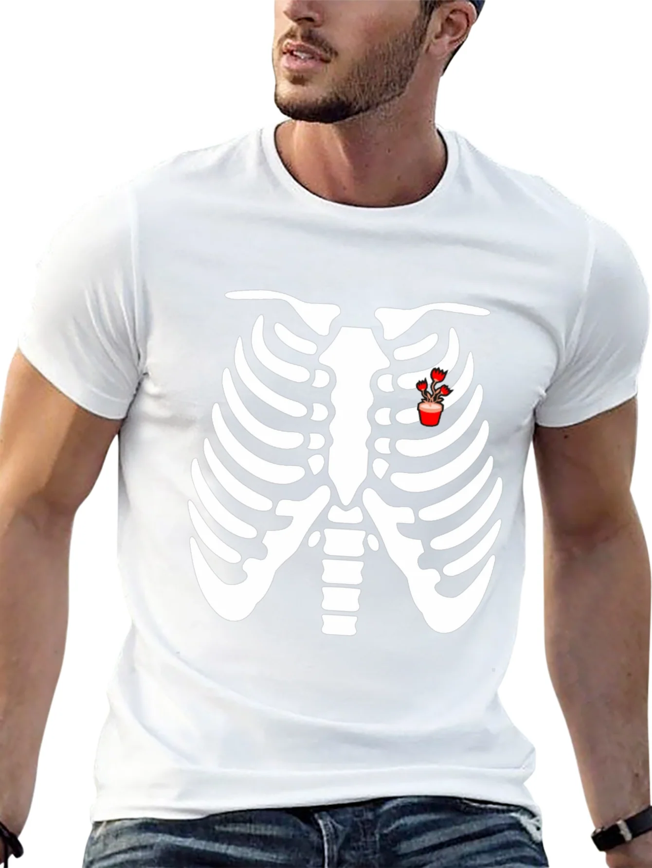 Rib Cage Heart Flower T-Shirt