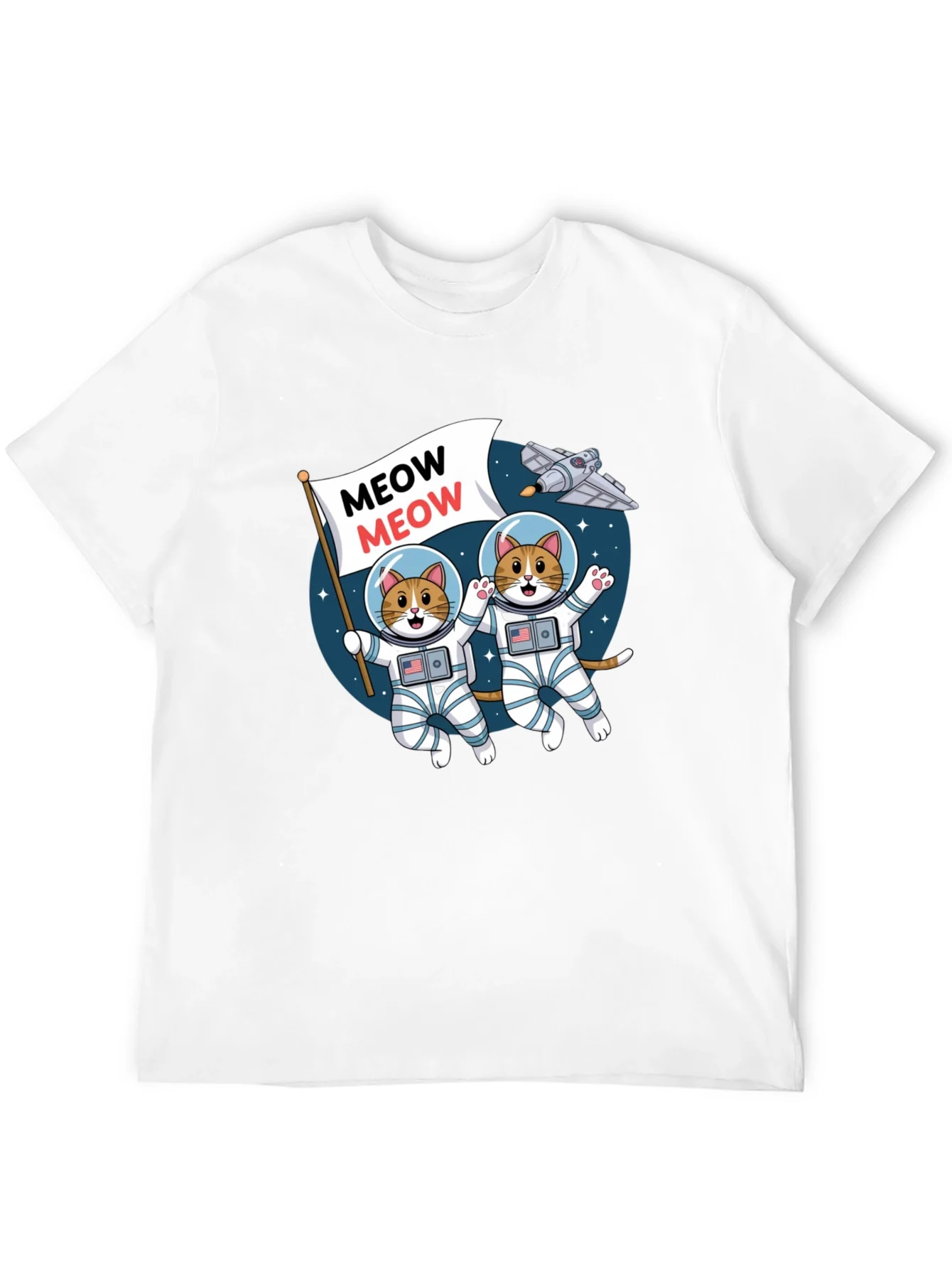 Meow Astronaut Cats Graphic T-Shirt