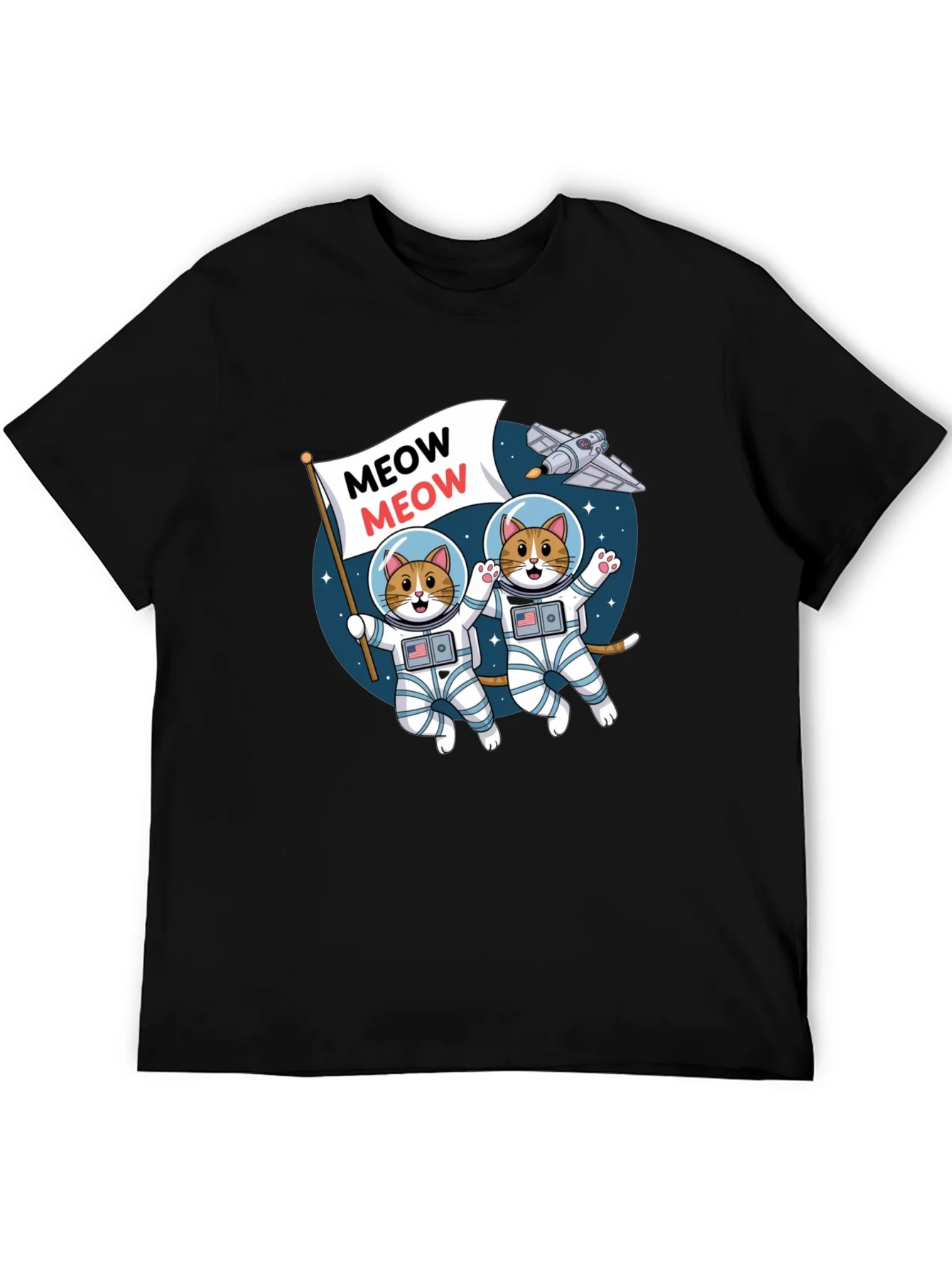 Meow Astronaut Cats Graphic T-Shirt