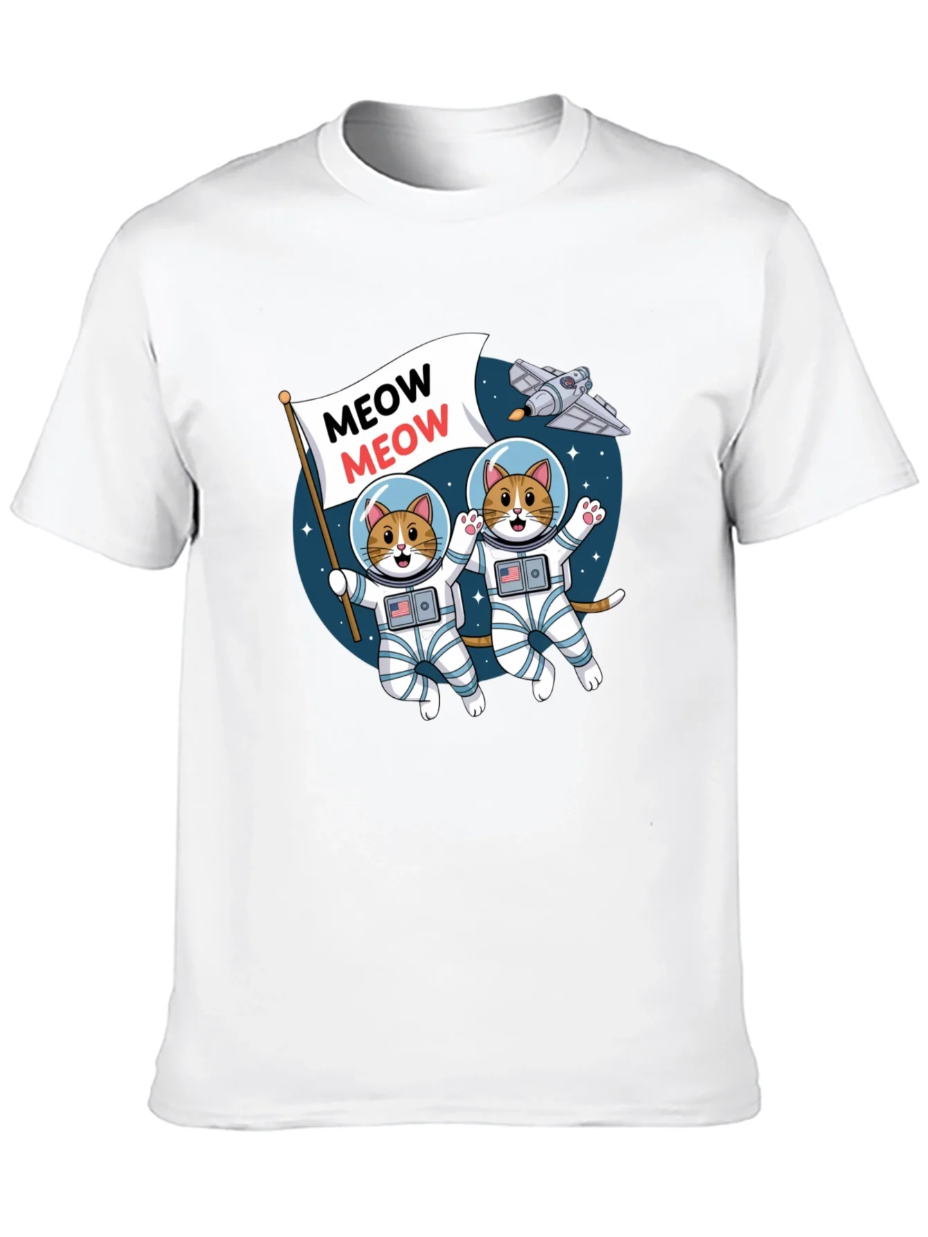 Meow Astronaut Cats Graphic T-Shirt