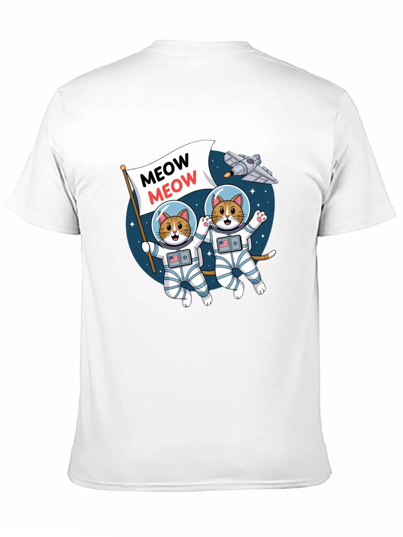 Meow Astronaut Cats Graphic T-Shirt