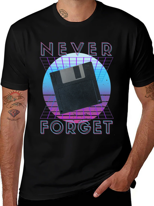 Retro Floppy Disk T-Shirt - Never Forget Graphic Tee