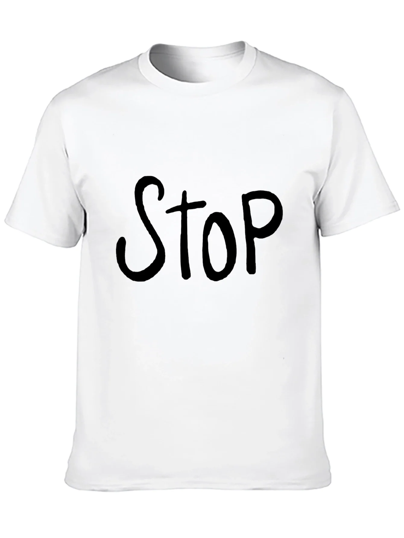 Black T-Shirt with Bold STOP Graphic
