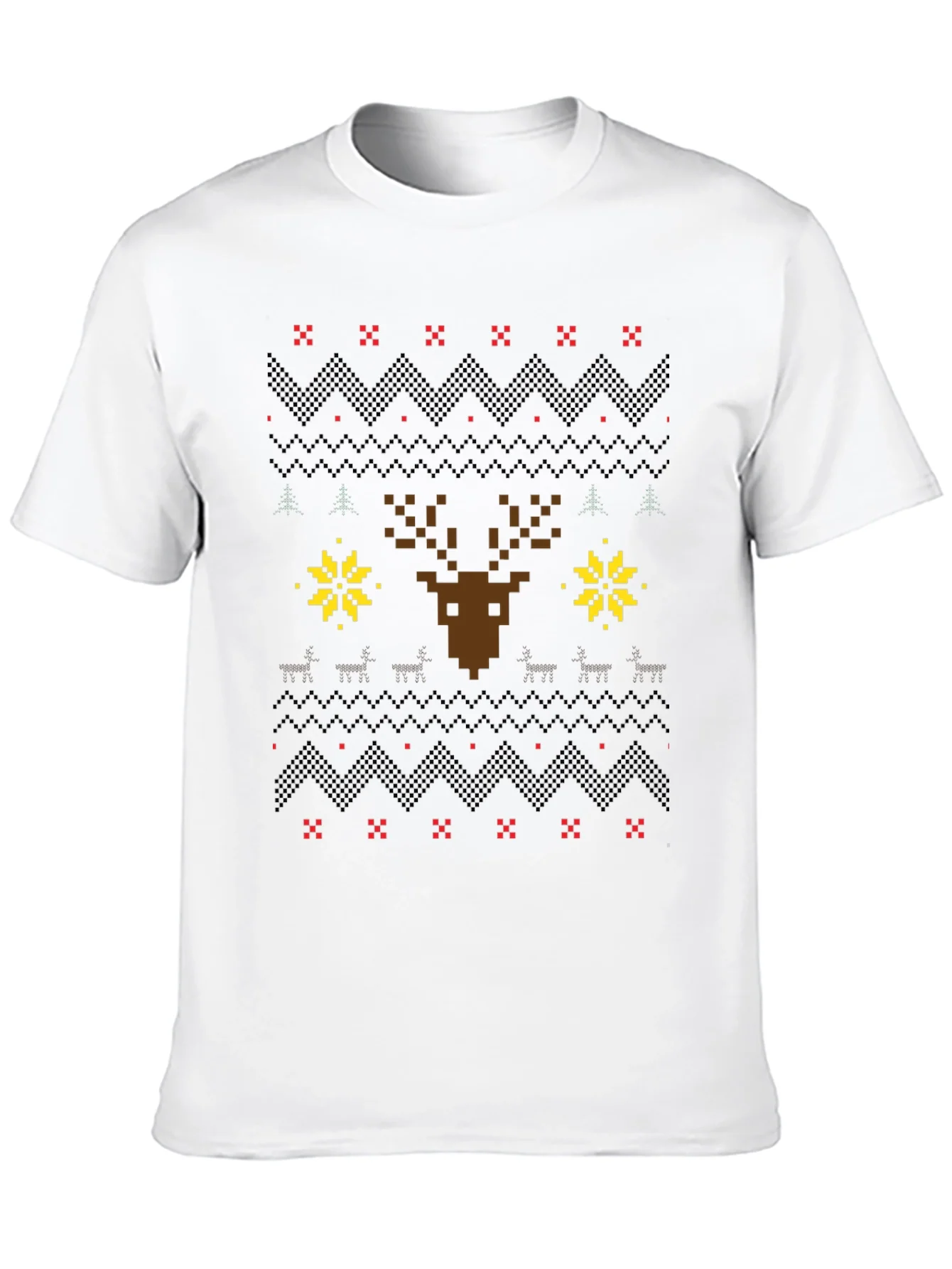 Pixel Art Christmas Deer Graphic Tee