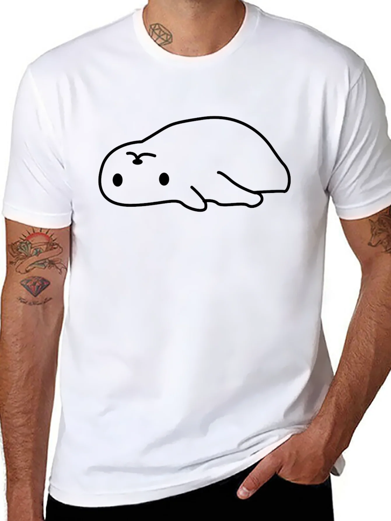 Cute Blob Creature Graphic Black T-Shirt