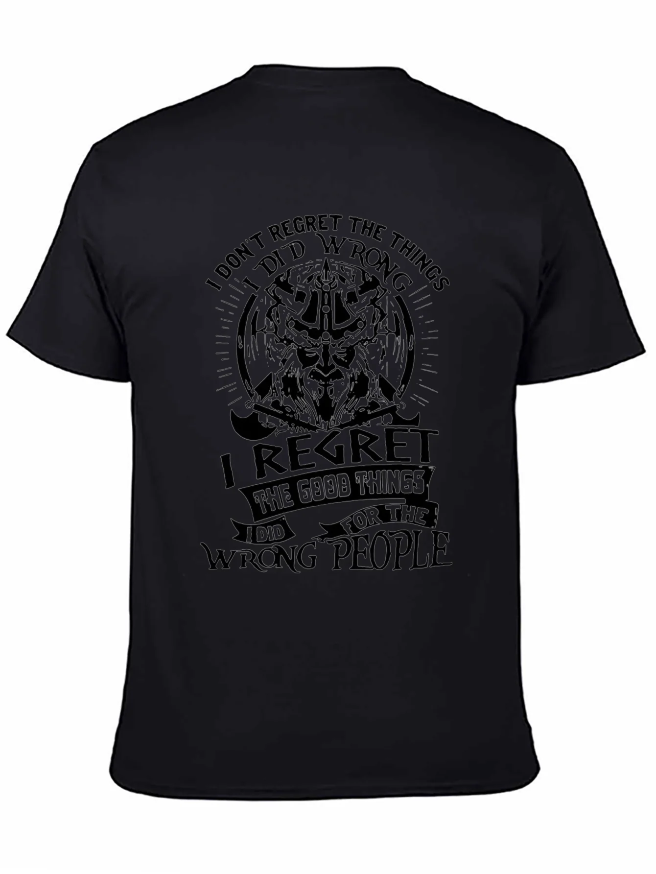 Mens No Regrets Graphic Black T-Shirt