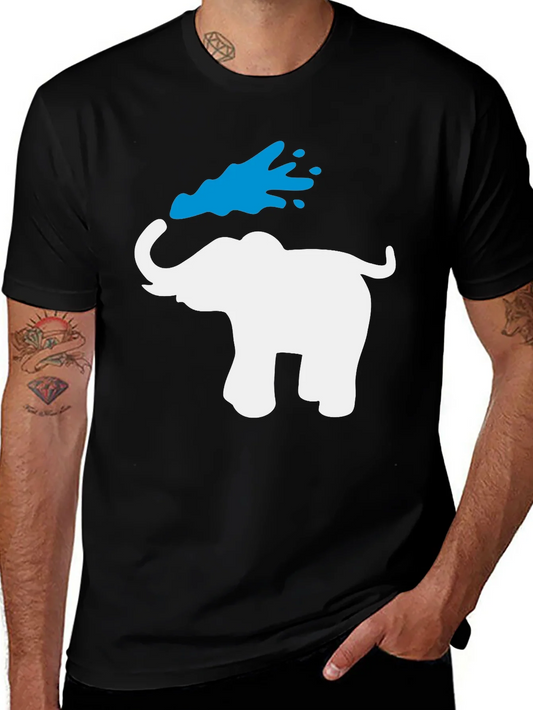 Elephant Water Splash Graphic T-Shirt
