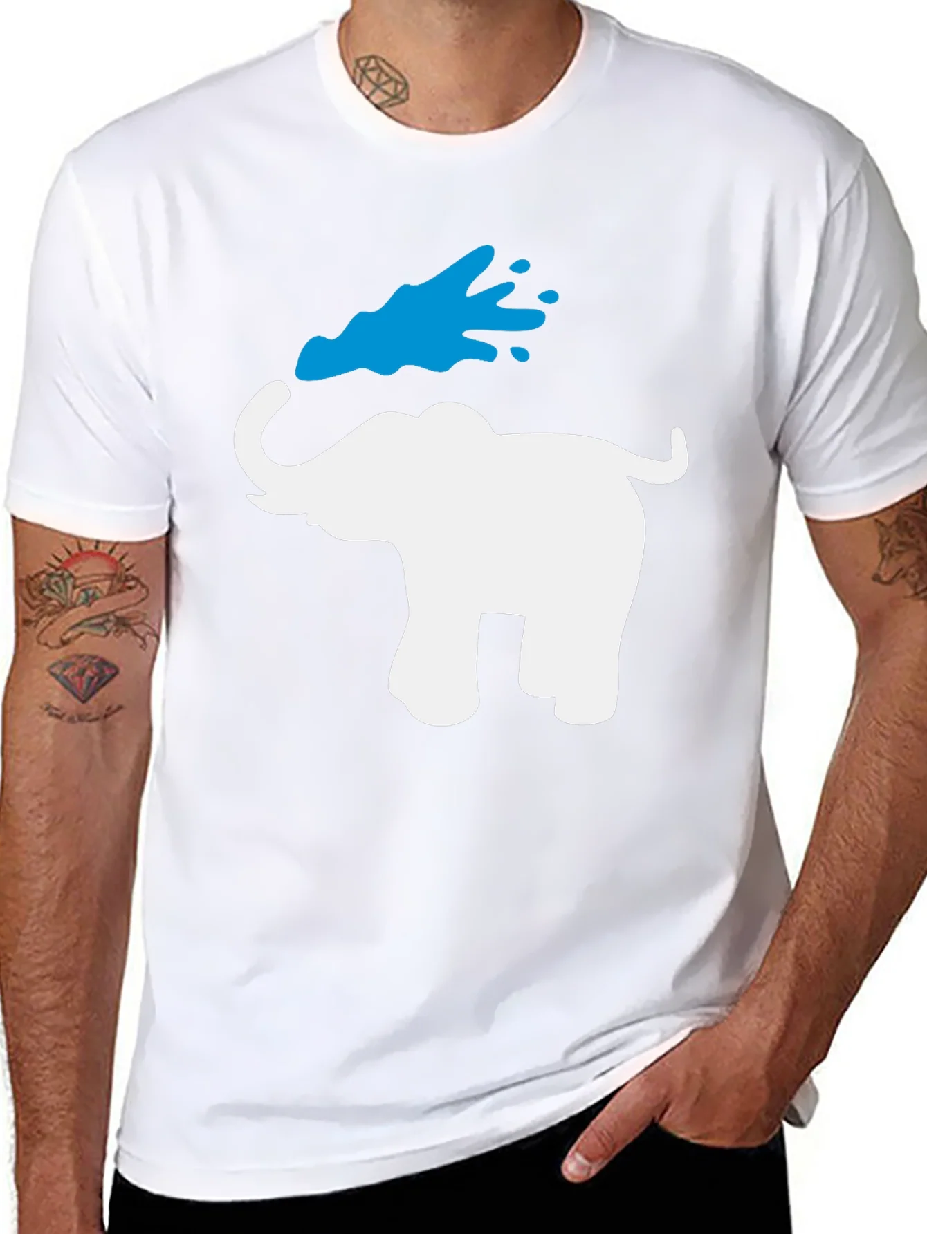 Elephant Water Splash Graphic T-Shirt