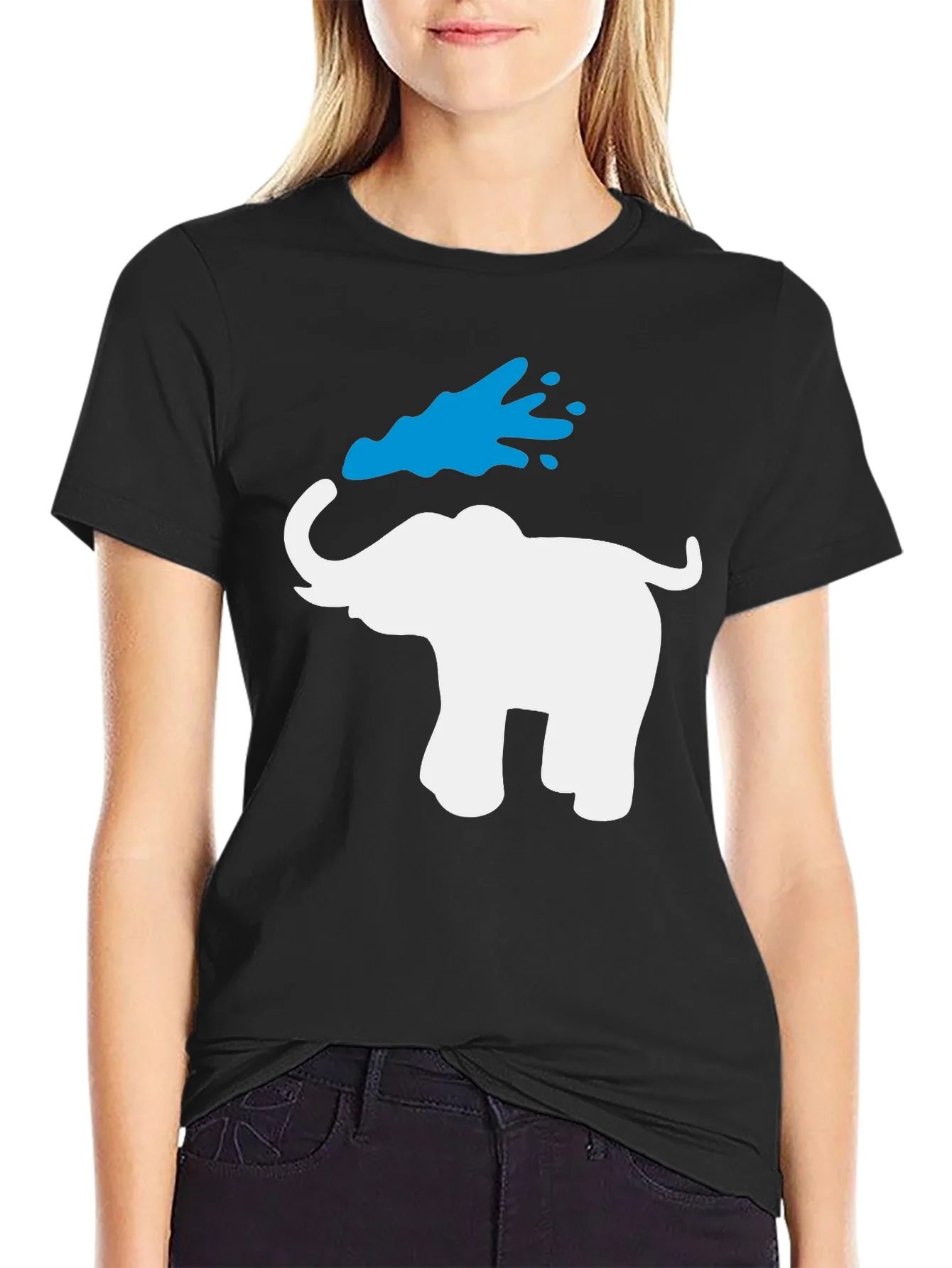 Elephant Water Splash Graphic T-Shirt