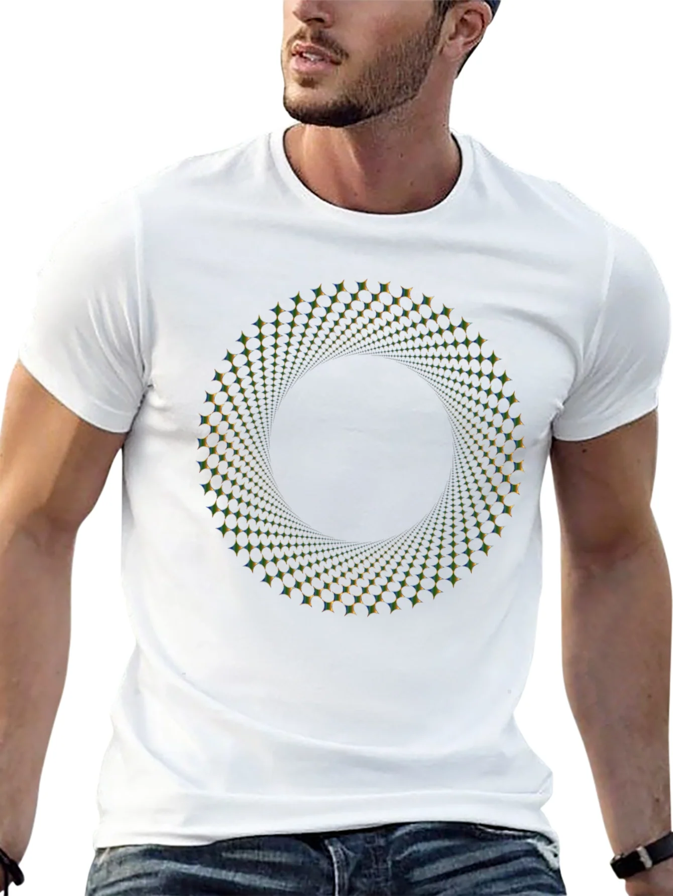Optical Illusion Vortex Circle Black T-Shirt