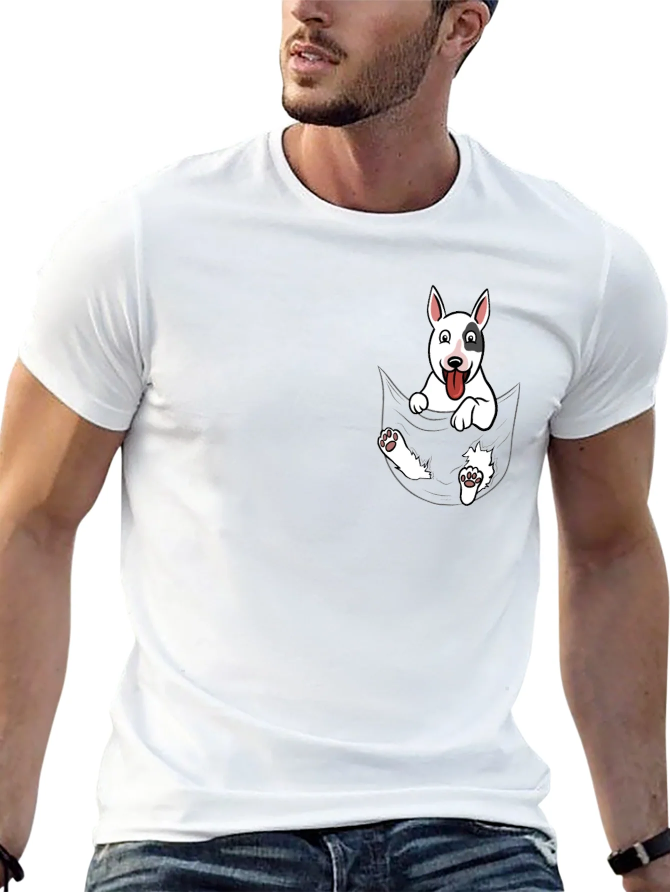 Dog Pocket T-Shirt - Black Bull Terrier Tee