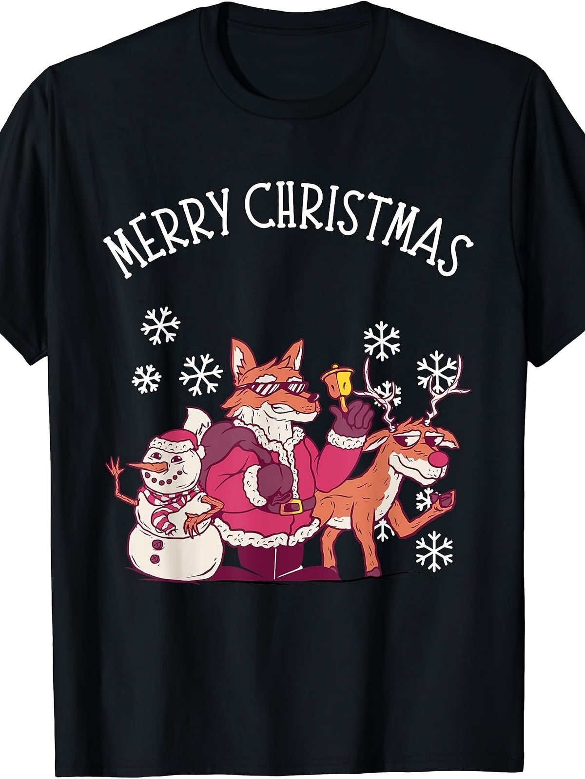 Merry Christmas Cute Santa Fox Xmas Fox in Snow T-Shirt