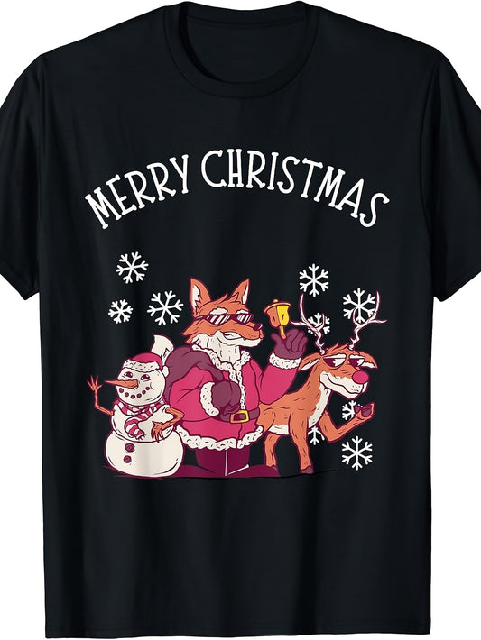 Merry Christmas Cute Santa Fox Xmas Fox in Snow T-Shirt