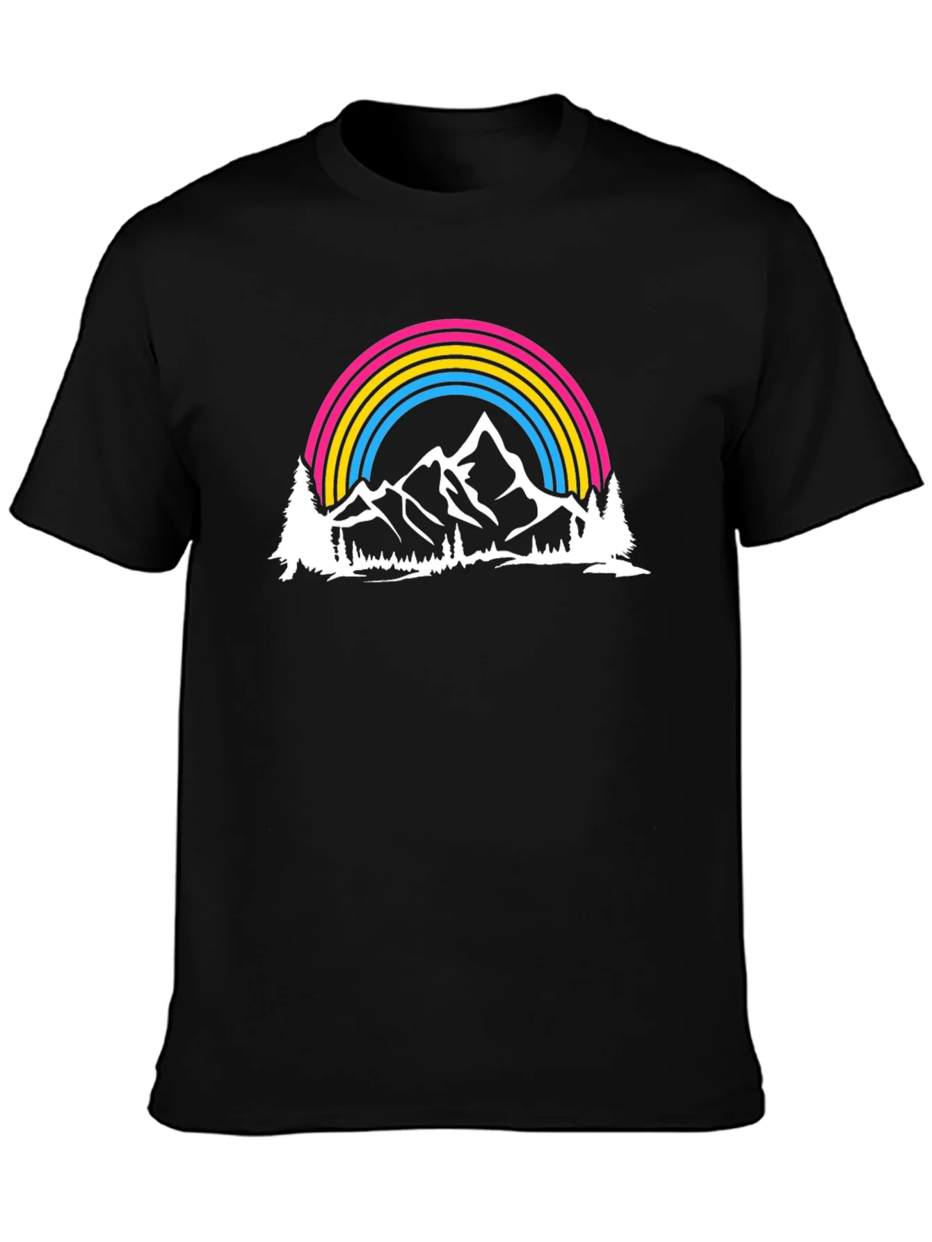 Pansexual Pride Mountain Rainbow Graphic T-Shirt