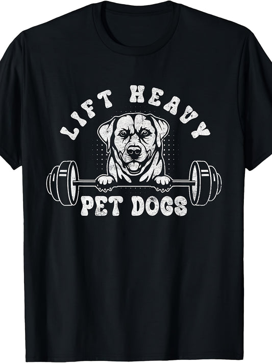 Lift Heavy Pet Dogs Retro Gym Fitness Weightlifting Workout T-Shirt