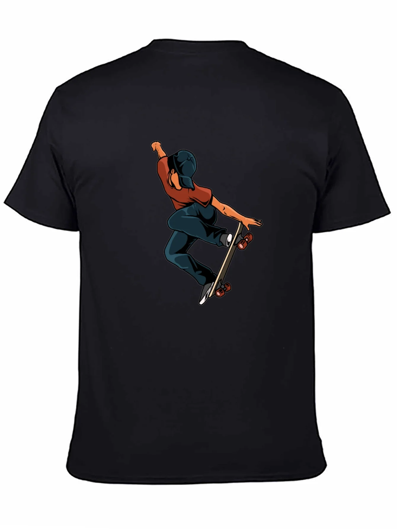 Skateboard Graphic Tee - Cool Black Cotton T-Shirt