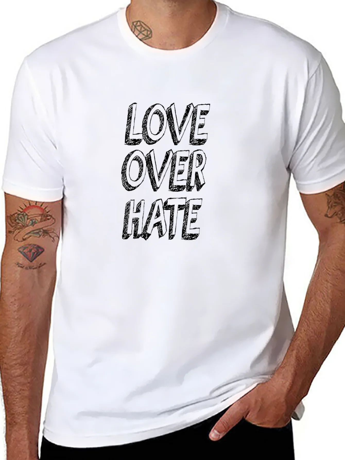 Love Over Hate Graphic Tee - Black Cotton T-Shirt