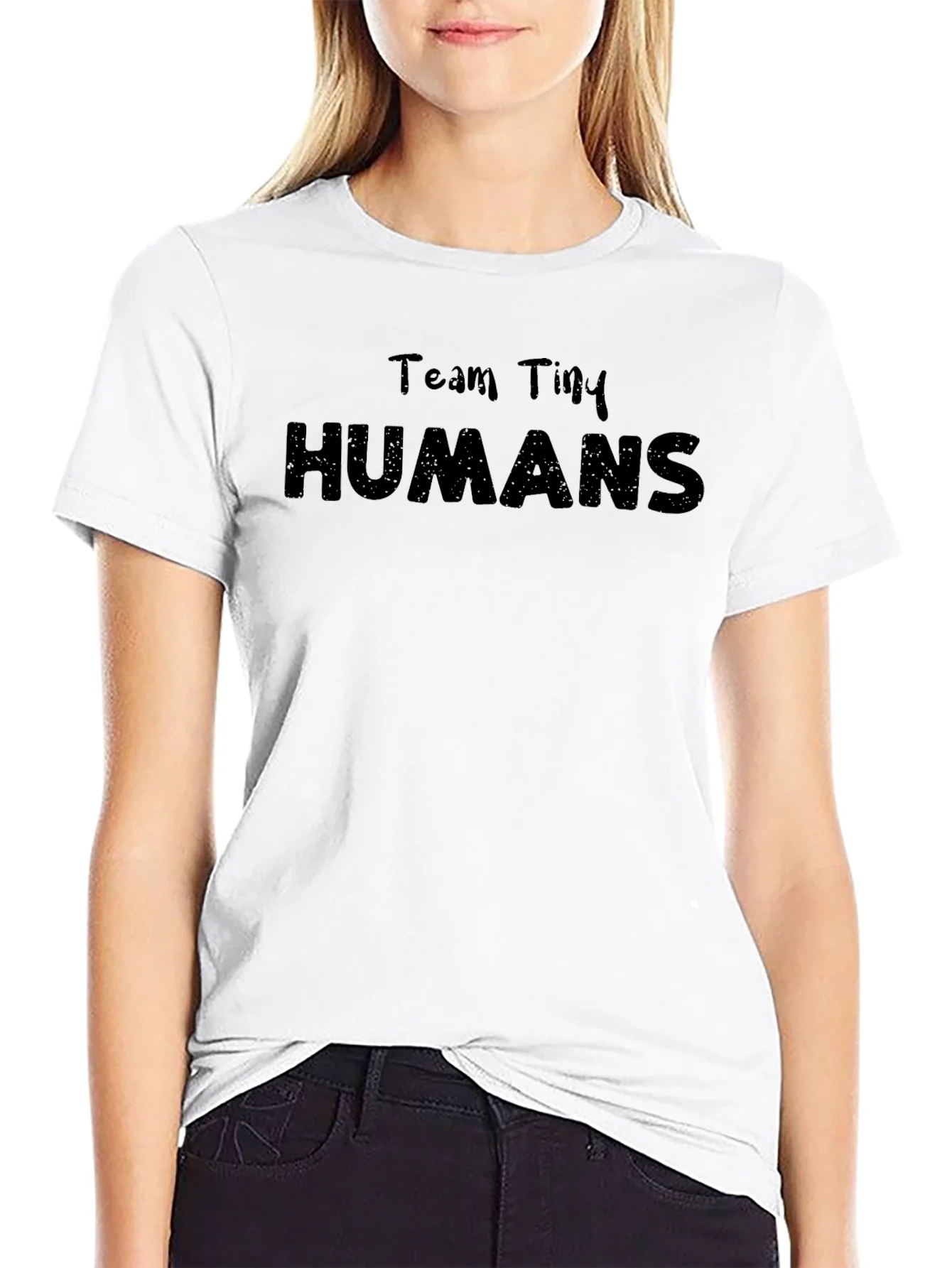 Team Tiny Humans Black Graphic T-Shirt