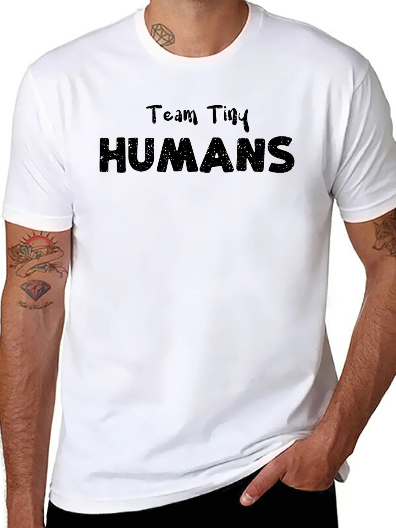 Team Tiny Humans Black Graphic T-Shirt