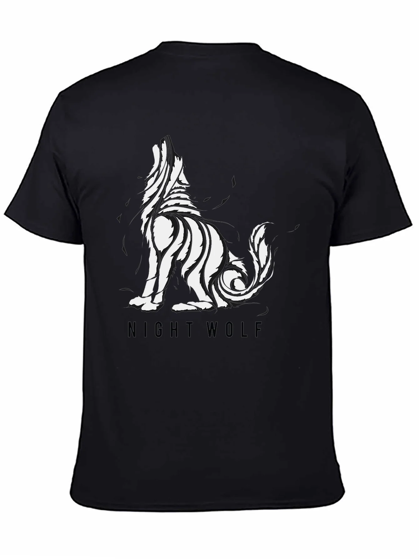 Mens Black Night Wolf Graphic Tee