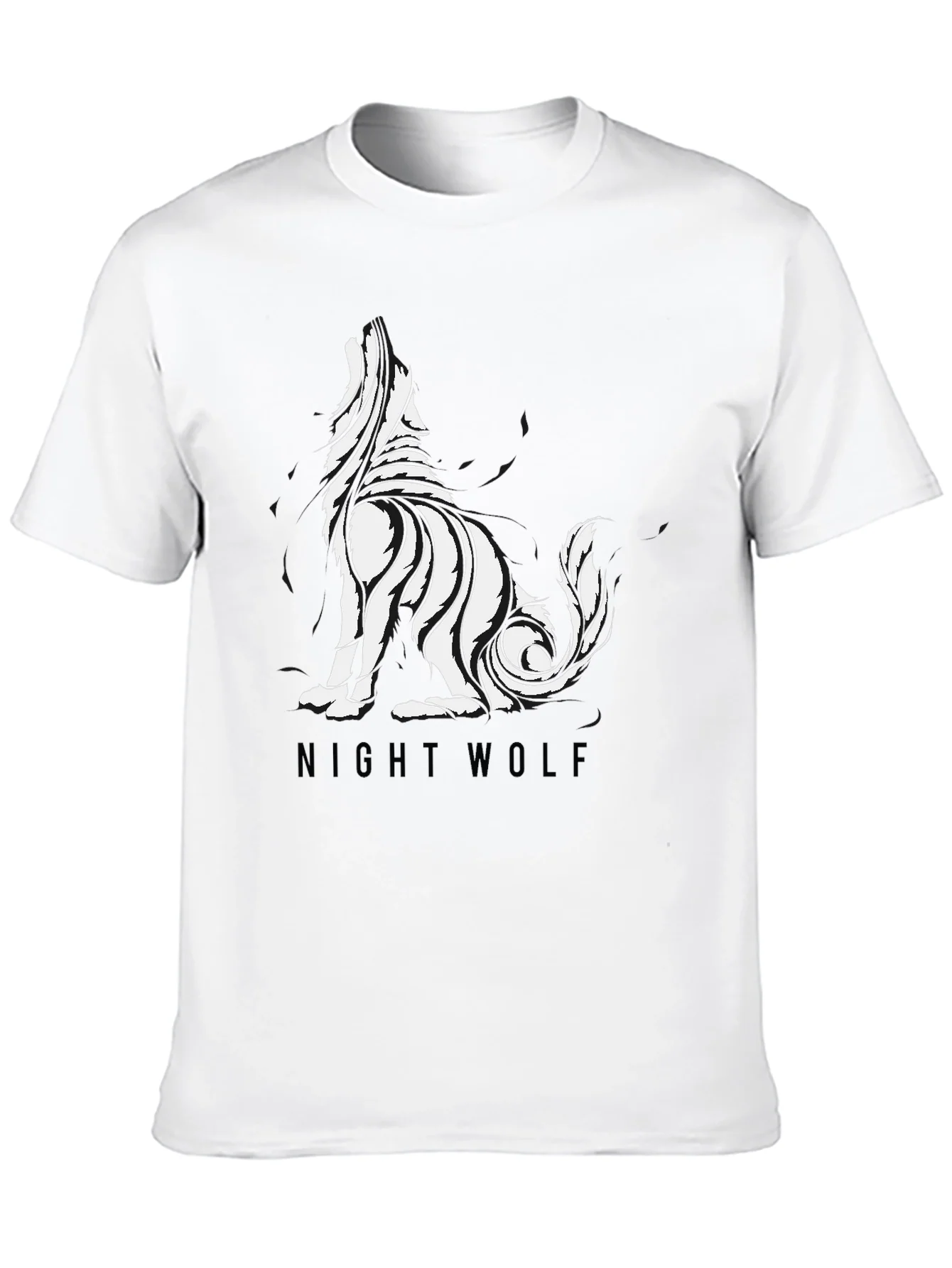 Mens Black Night Wolf Graphic Tee