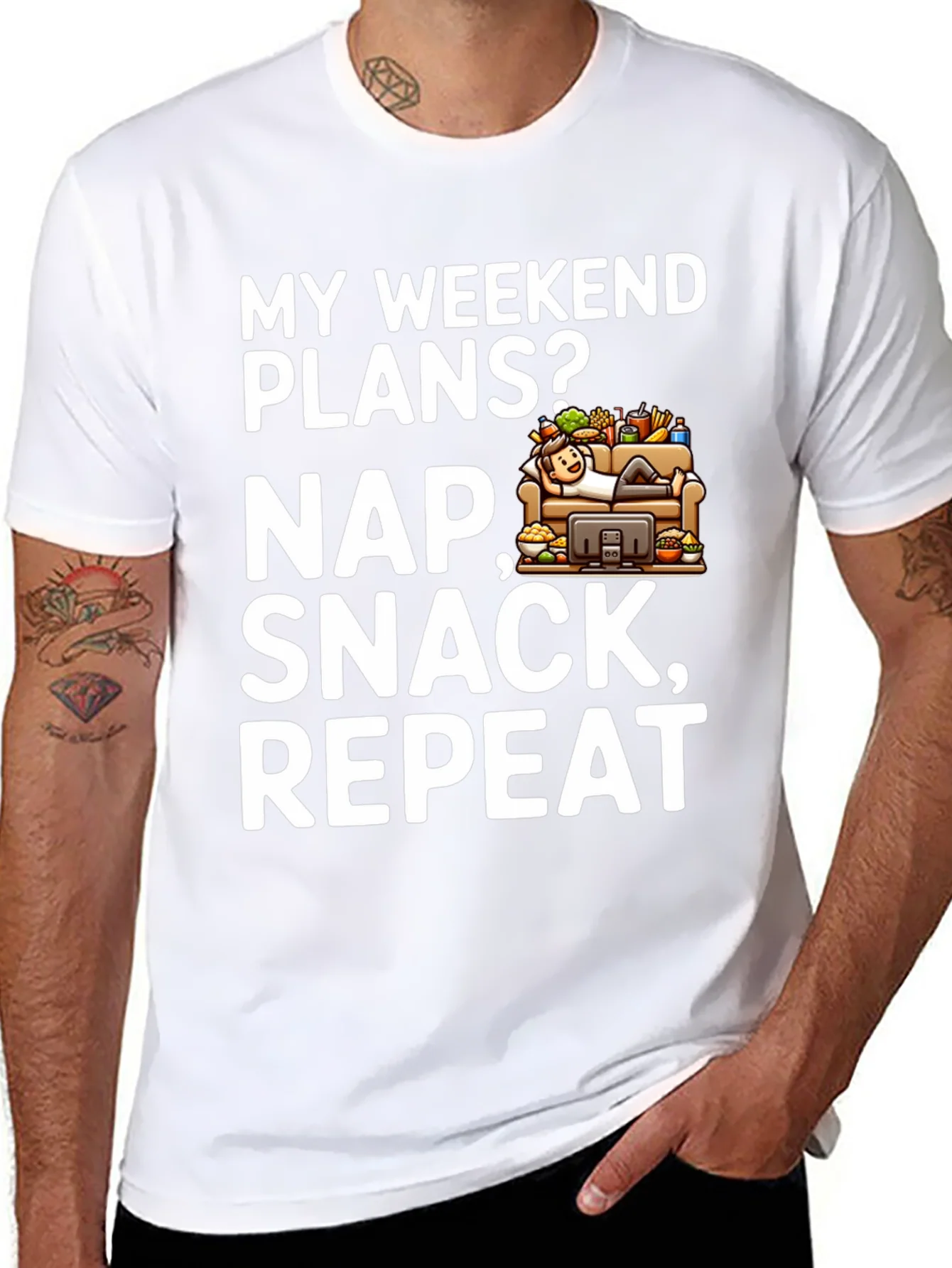 My Weekend Plans Nap Snack Repeat Black T-Shirt