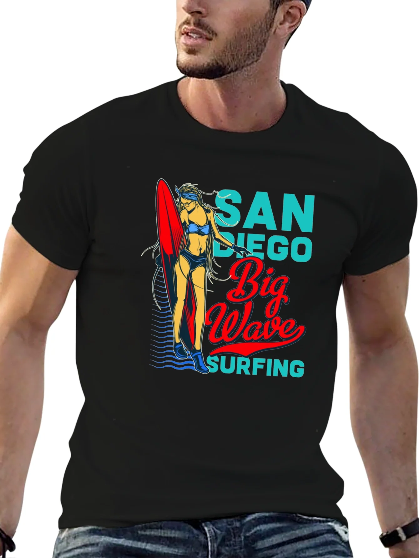 San Diego Big Wave Surfing Graphic T-Shirt