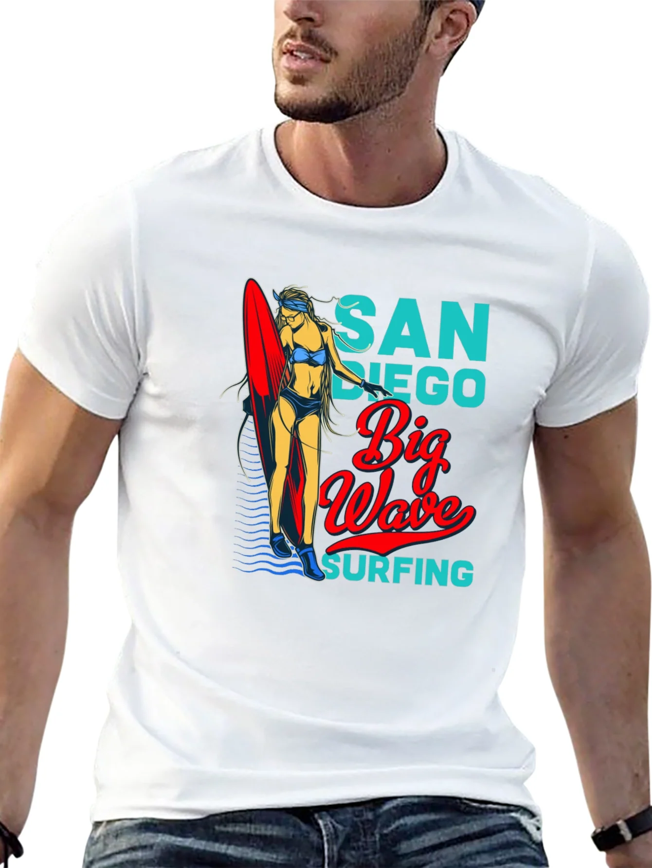 San Diego Big Wave Surfing Graphic T-Shirt