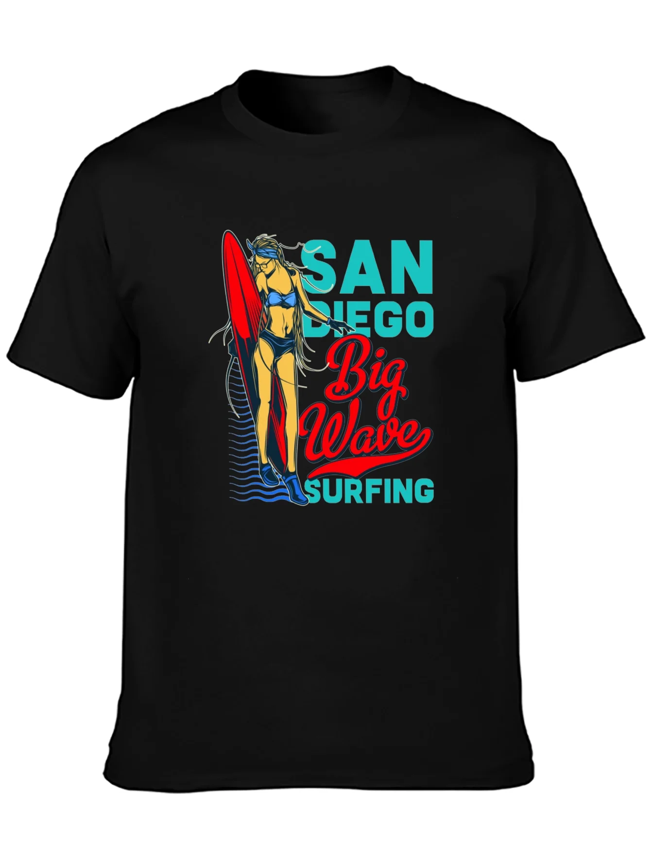 San Diego Big Wave Surfing Graphic T-Shirt