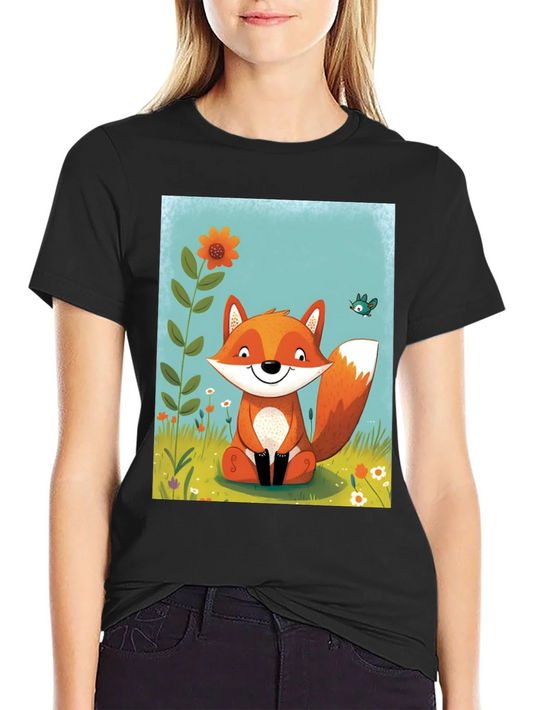 Fox Graphic Tee - Whimsical Cartoon Style