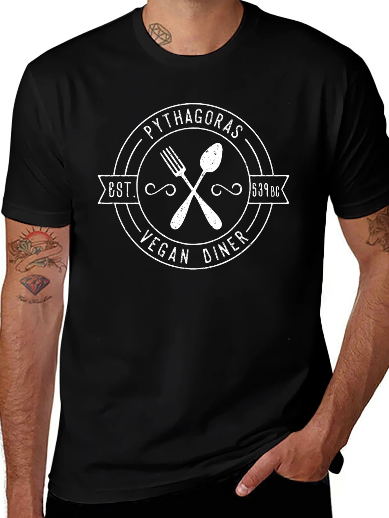 Pythagoras Vegan Diner T-Shirt - Est. 539 BC